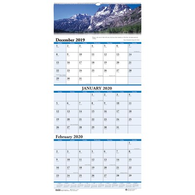 House of Doolittle 2020 Three-Month 8 x 17 Earthscapes Scenic Vertical Wall Calendar (HOD3636)