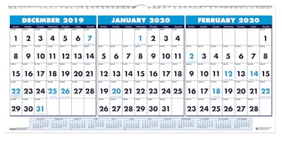 House of Doolittle 2020 Three-Month Horizontal Wall Calendar 17 x 8 (HOD3647)