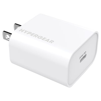 HyperGear 20-Watt Power Delivery USB-C Wall Charger, White (15389)