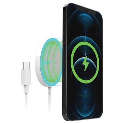 HyperGear 15-Watt Universal Magnetic Wireless Fast Charger, White (15418)