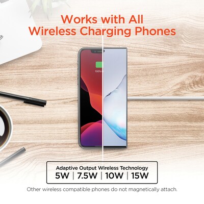 HyperGear 15-Watt Universal Magnetic Wireless Fast Charger, White (15418)