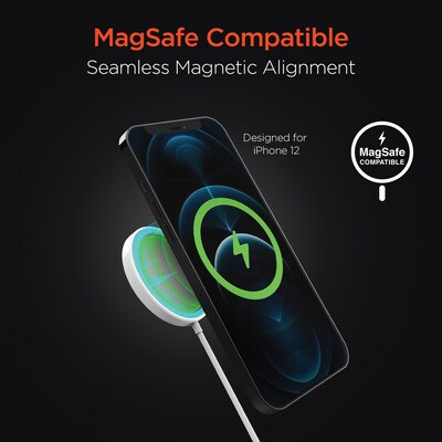 HyperGear 15-Watt Universal Magnetic Wireless Fast Charger, White (15418)