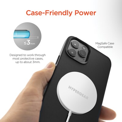 HyperGear 15-Watt Universal Magnetic Wireless Fast Charger, White (15418)