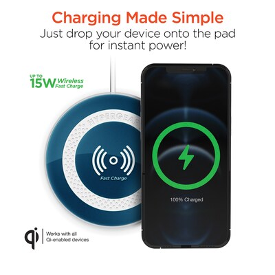 HyperGear ChargePad Pro 15-Watt Wireless Fast-Charger Pad, Blue (15433)