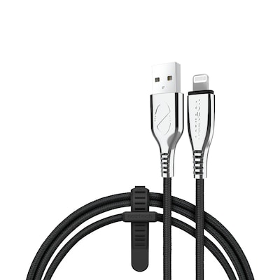 Naztech Titanium USB to MFi Lightning Braided Charging Cable, 6-ft., Black (15495)