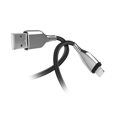 Naztech Titanium USB to MFi Lightning Braided Charging Cable, 6-ft., Black (15495)