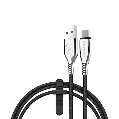 Naztech Titanium USB to USB-C Braided Charging Cable, 6-ft., Black (15499)