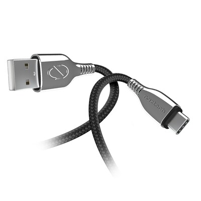 Naztech Titanium USB to USB-C Braided Charging Cable, 6-ft., Black (15499)