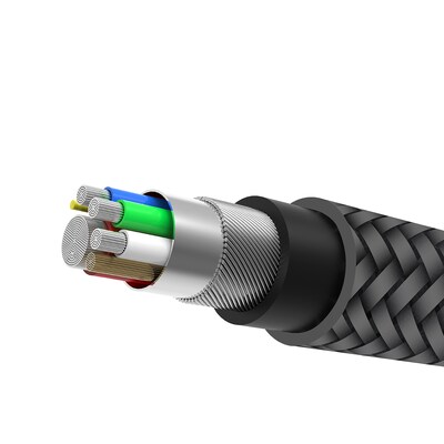Naztech Titanium USB to USB-C Braided Charging Cable, 6-ft., Black (15499)