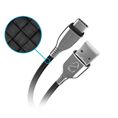 Naztech Titanium USB to USB-C Braided Charging Cable, 6-ft., Black (15499)