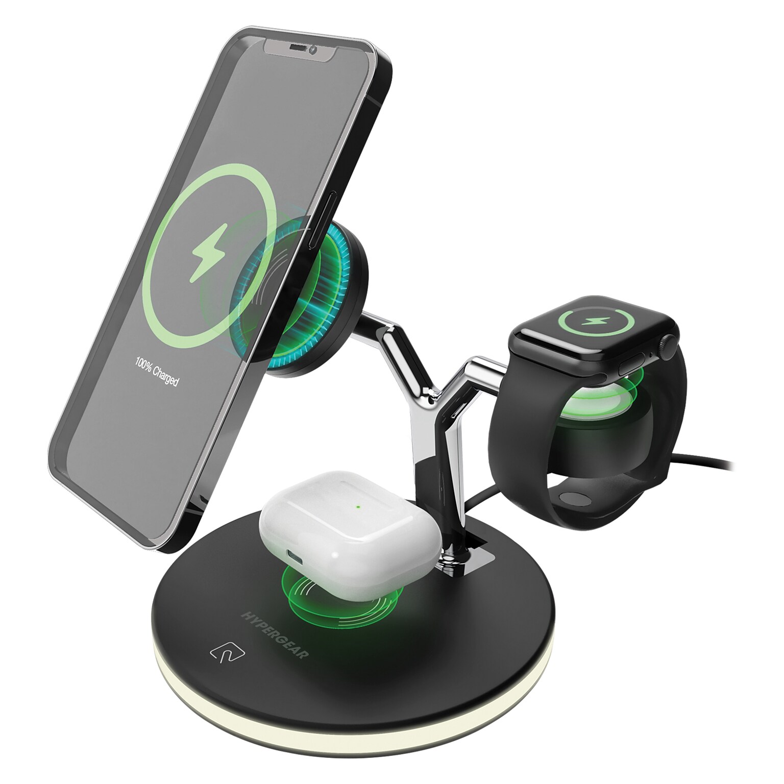 HyperGear MaxCharge 3-in-1 Wireless Charging Stand, Black (15515)