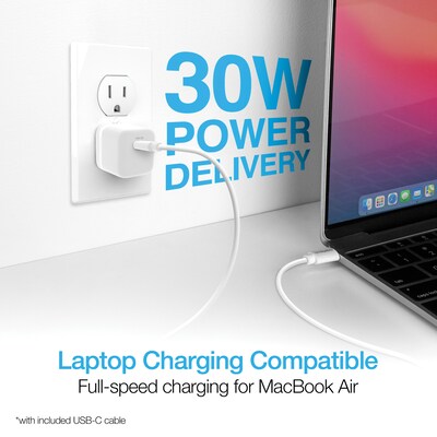 Naztech 30-Watt Power Delivery Wall Charger with 6-ft. USB-C to MFI Lightning Cable, White (15544)