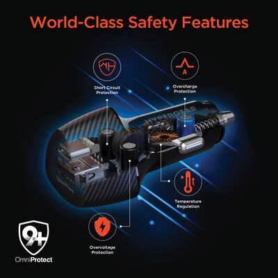 HyperGear SpeedBoost 25-Watt PD Dual-Output Car Charger, Black (15619)