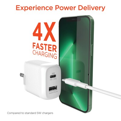 HyperGear SpeedBoost 25-Watt PD Dual-Output Lightning Wall Charger Kit, White (15627)