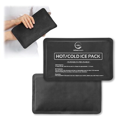 AllSett Health Reusable Soft Gel Packs for Injuries with Velvet-Soft Fleece Fabric, 2-Pack, Black (ASH0F2PK-BLK)