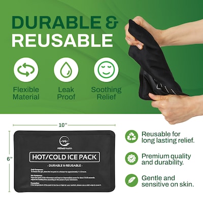 AllSett Health Reusable Soft Gel Packs for Injuries with Velvet-Soft Fleece Fabric, 2-Pack, Black (ASH0F2PK-BLK)