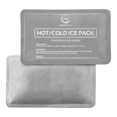 AllSett Health Reusable Soft Gel Packs for Injuries with Velvet-Soft Fleece Fabric, 2-Pack, Gray (ASH0F2PK-GRY)