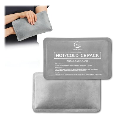 AllSett Health Reusable Soft Gel Packs for Injuries with Velvet-Soft Fleece Fabric, 2-Pack, Gray (AS