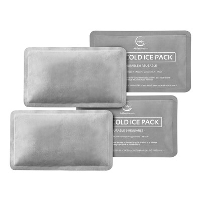 AllSett Health Reusable Soft Gel Packs for Injuries with Velvet-Soft Fleece Fabric, 4-Pack, Gray (ASH0FGRY4PK)