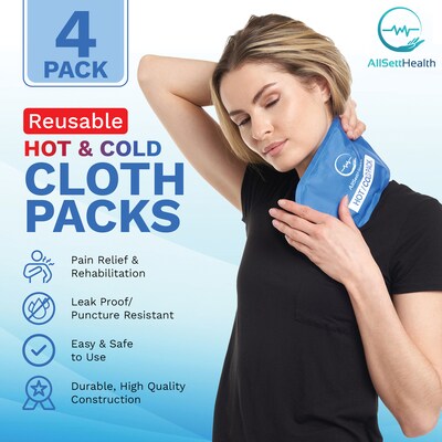 AllSett Health Reusable Hot and Cold Gel Packs for Injuries, 4-Pack (ASH0121)
