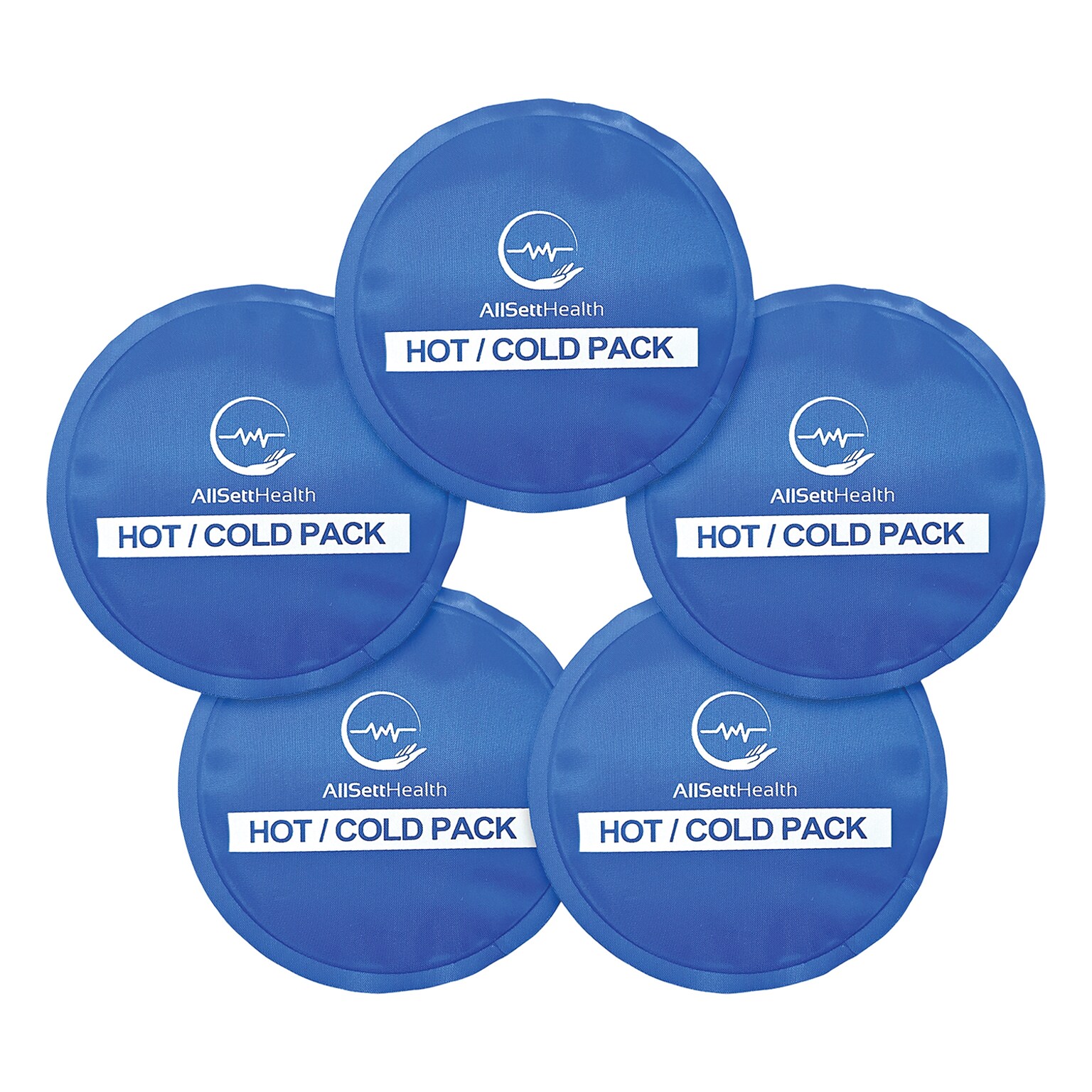 AllSett Health Reusable Hot and Cold Round Gel Packs for Injuries, 5-Pack (ASH01213)