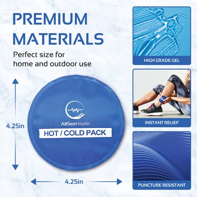 AllSett Health Reusable Hot and Cold Round Gel Packs for Injuries, 5-Pack (ASH01213)