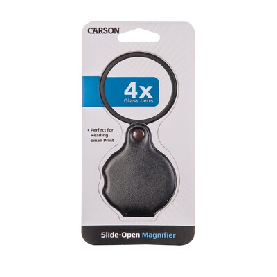CARSON Slide-open 4x Glass Magnifier with Attached Case, (GN-11)