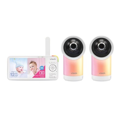 VTech Smart Wi-Fi 1080p 2-Camera 360°-Pan-and-Tilt Video Baby Monitor System, White (RM5766-2HD )