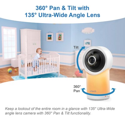 VTech Smart Wi-Fi 1080p 2-Camera 360°-Pan-and-Tilt Video Baby Monitor System, White (RM7766-2HD )