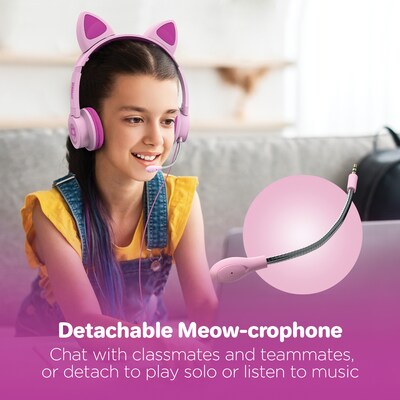 HyperGear Kombat Kitty Gaming Headset for Kids, 3.5mm, Pink (15554)