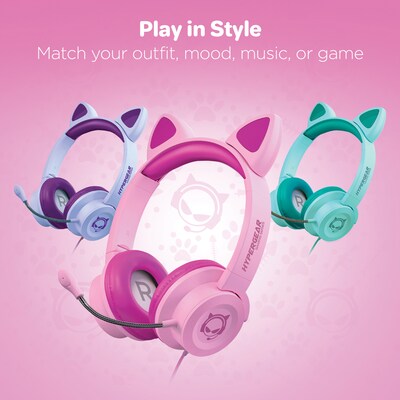 HyperGear Kombat Kitty Gaming Headset for Kids, 3.5mm, Pink (15554)