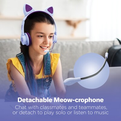 HyperGear Kombat Kitty Gaming Headset for Kids, 3.5mm, Purple (15555)