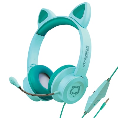 HyperGear Kombat Kitty Gaming Headset for Kids, 3.5mm, Teal (15556)