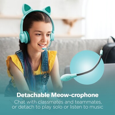 HyperGear Kombat Kitty Gaming Headset for Kids, 3.5mm, Teal (15556)