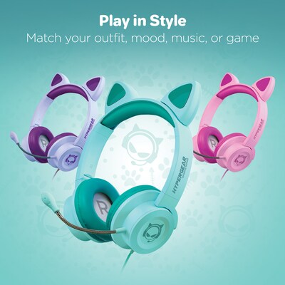 HyperGear Kombat Kitty Gaming Headset for Kids, 3.5mm, Teal (15556)