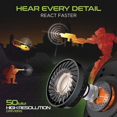 HyperGear SoundRecon RGB LED Professional Gaming Headset, 3.5mm, Black (15596)