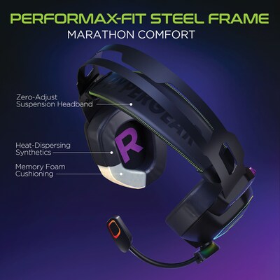 HyperGear SoundRecon RGB LED Professional Gaming Headset, 3.5mm, Black (15596)