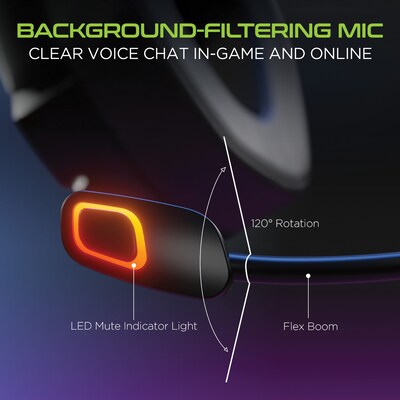 HyperGear SoundRecon RGB LED Professional Gaming Headset, 3.5mm, Black (15596)