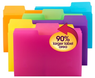 Smead SuperTab File Folder, 1/3-Cut Tab, Letter Size, Assorted, 18/Pack (10515)