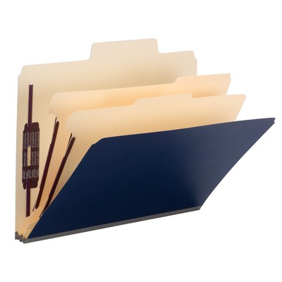 Smead SuperTab® Heavy Duty Classification Folder, Oversized Tab, 2 Dividers, Letter Size, Dark Blue, 10/Box (14010)