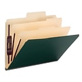 Smead SuperTab® Heavy Duty 2 Classification Folder, Oversized Tab, 2 Dividers, Letter Size, Dark Green, 10/Box (14012)