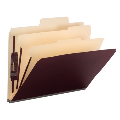 Smead SuperTab® Heavy Duty Classification Folder, Oversized Tab, 2 Expansion, Letter Size, Maroon, 10/Box (14013)