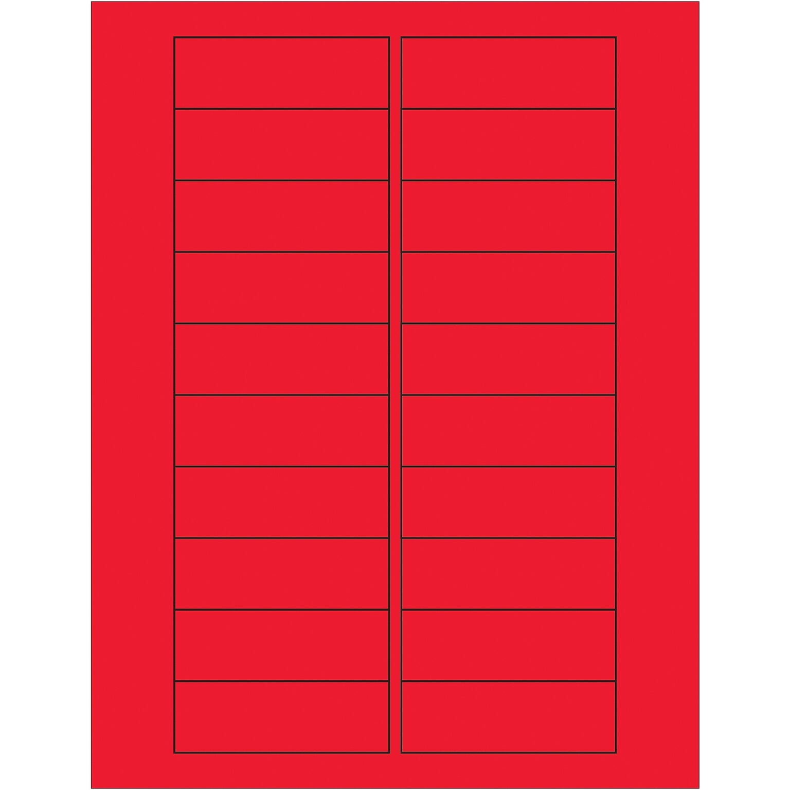 Tape Logic Rectangle Laser Labels, 3 x 1, Fluorescent Red, 2000/Case (LL174RD)