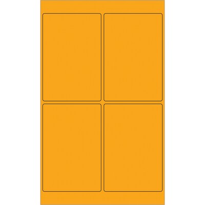 Tape Logic Rectangle Laser Labels, 4 x 6, Fluorescent Orange, 400/Case (LL186OR)