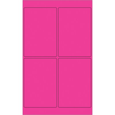 Tape Logic Rectangle Laser Labels, 4 x 6, Fluorescent Pink, 400/Case (LL186PK)