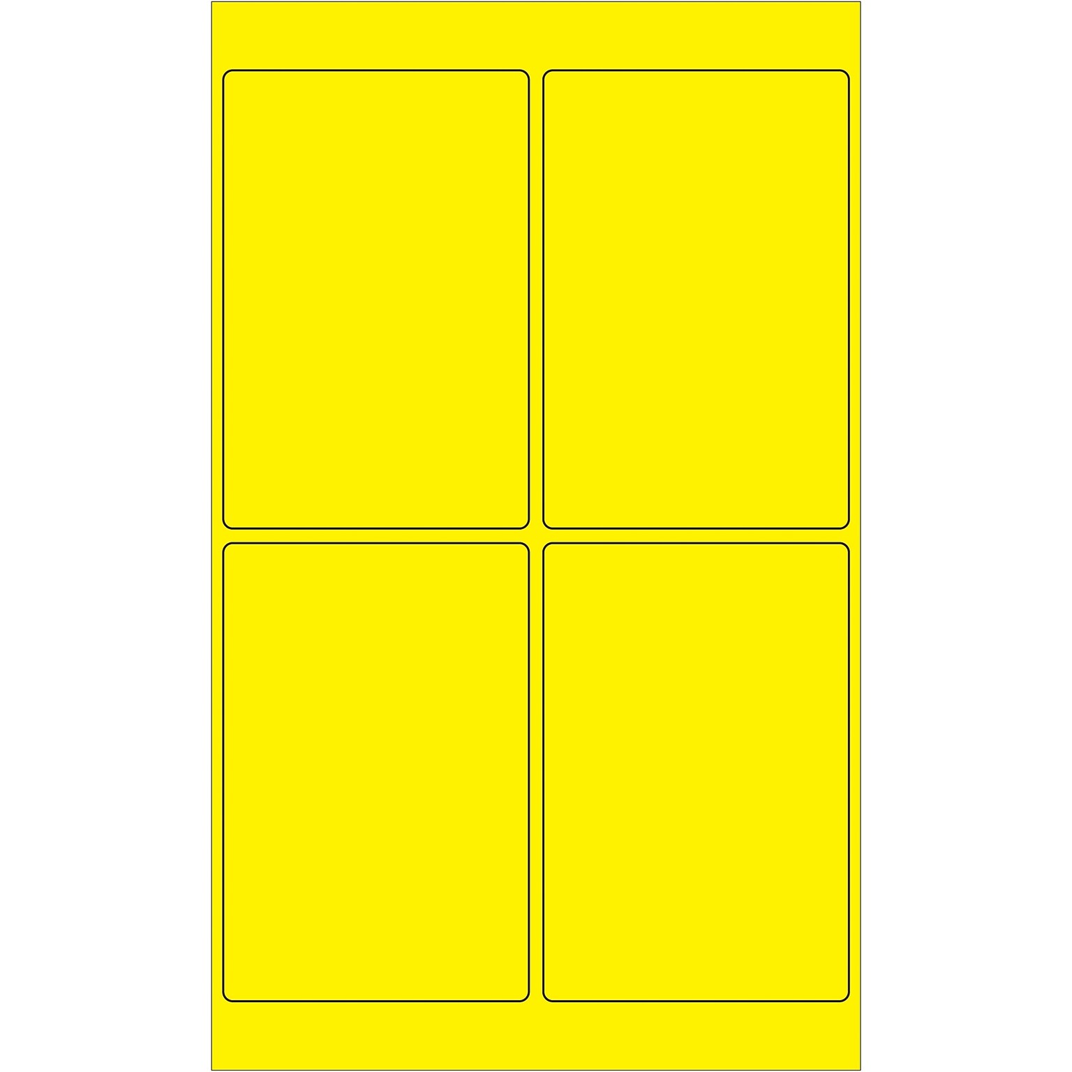 Tape Logic® Rectangle Laser Labels, 4 x 6, Fluorescent Yellow, 400/Case (LL186YE)