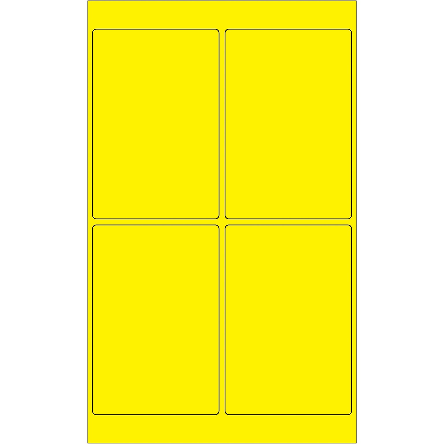 Tape Logic® Rectangle Laser Labels, 4 x 6, Fluorescent Yellow, 400/Case (LL186YE)