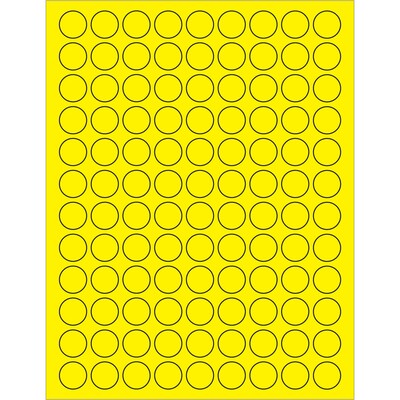 Tape Logic® Fluorescent Circle Laser Labels, 3/4, Fluorescent Yellow, 10800/Case (LL190YE)