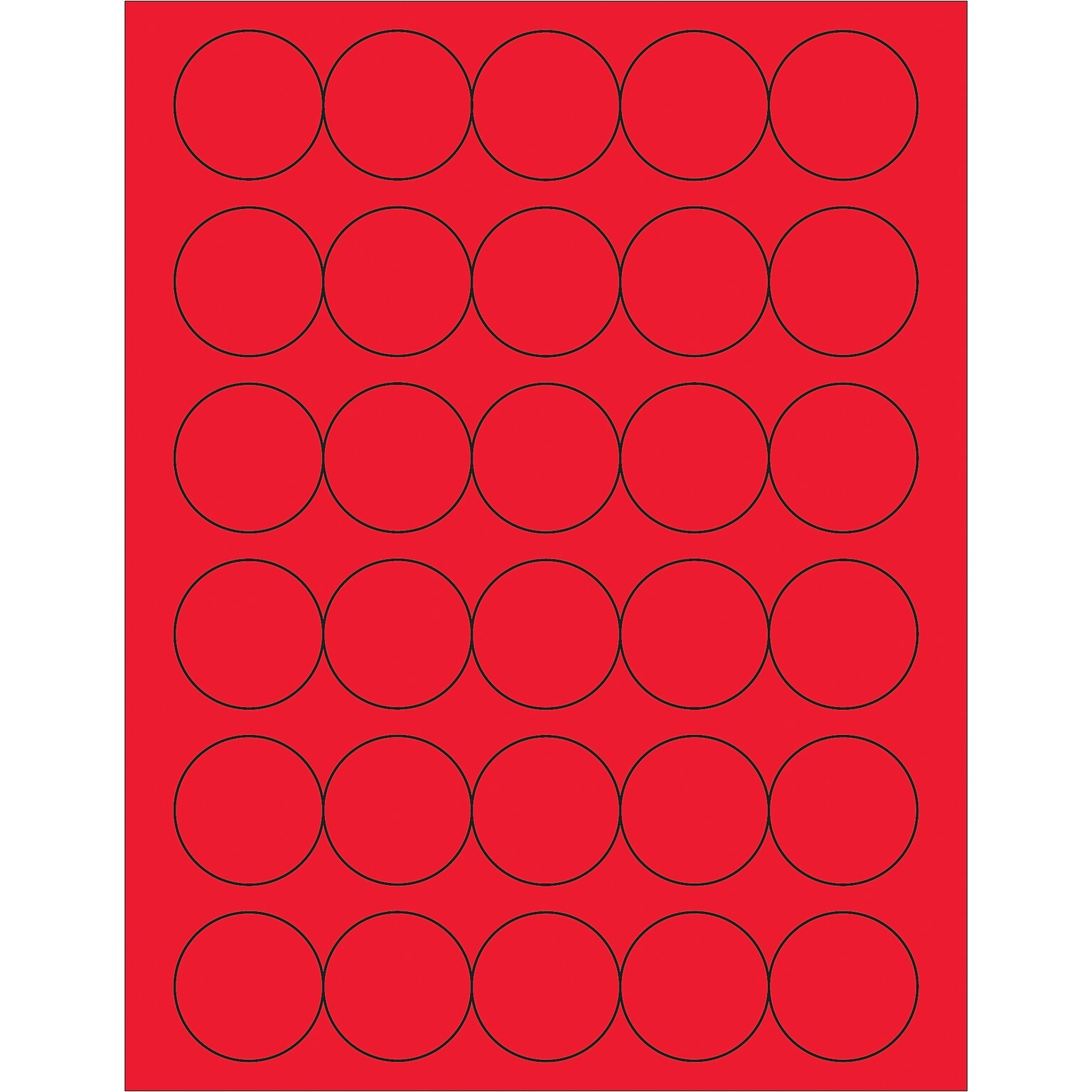 Tape Logic® Fluorescent Circle Laser Labels, 1 1/2, Fluorescent Red, 3000/Case (LL192RD)