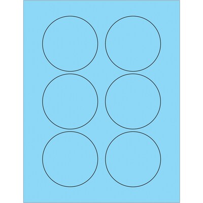 Tape Logic® Fluorescent Circle Laser Labels, 3, Pastel Blue, 600/Case (LL195BE)